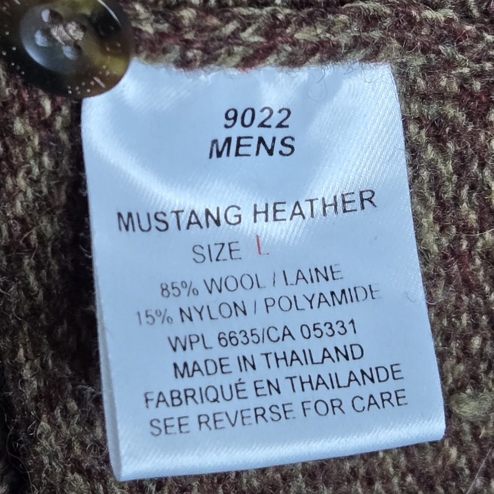 Woolrich Brown Long Sleeve Mustang Heather Wool Blend Henley Sweater Men's Large - Picture 7 of 11